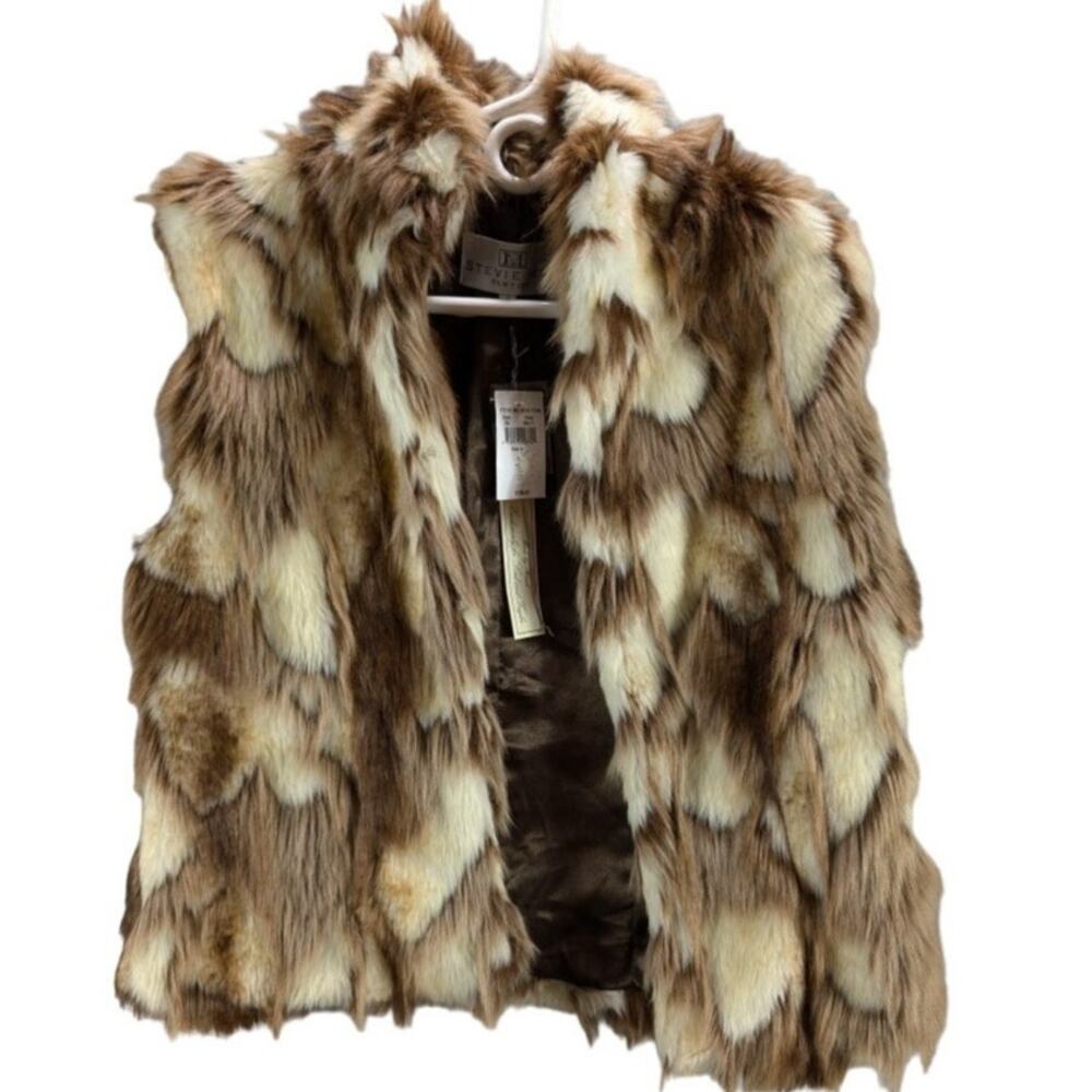 Stevie Mac New York Vest Womens Small Brown Faux Fur Penny Lane Boho Retro Hippy